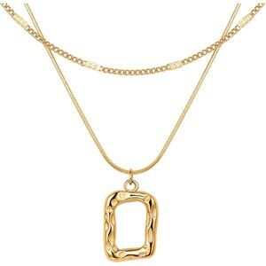 Gold Layered Necklace for Women Trendy Jewelry 14K Real Gold Plated Chunky Chain